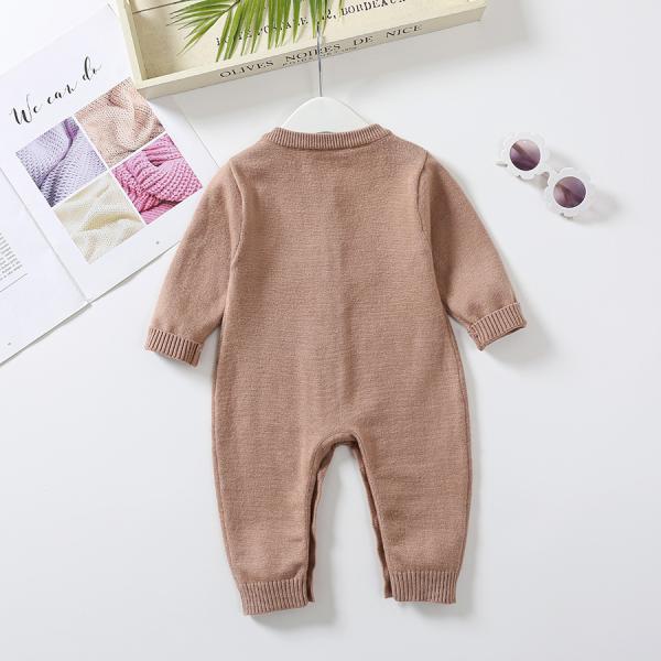 Autumn winter print long-sleeved button baby bodysuit cute bear warm knitted sweater baby bodysuit romper