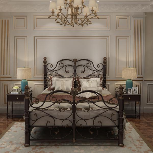 6 Legs Bedroom ODM 0.6mm Steel Queen Size Bed