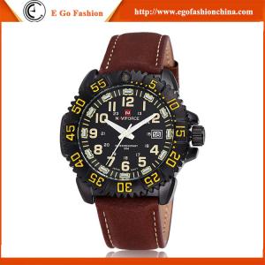 Cheap Brown Black Genuine Leather Band Watch Stainless Steel Back Sports Watch Date Watches Man wholesale