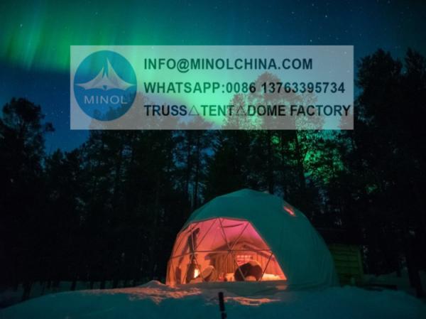 Quality 850gsm White PVC Glamping Dome Tent UV Resistance Heat Proof for sale