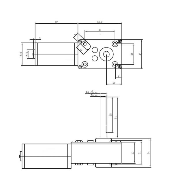 High Speed Low Rpm 12v DC Worm Gear Motor A5840 Righ Angle Worm Gear Box Reducer With Low Noise Tubular Dc Motor