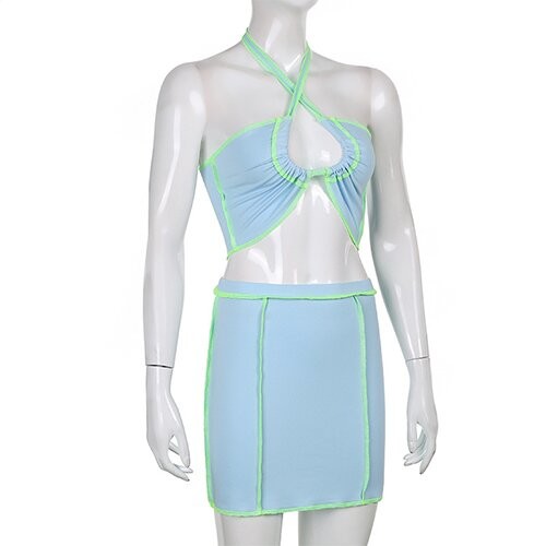 OEM manufactory spring and summer new women's anti -car contrasting color pumping hollow hanging neck s