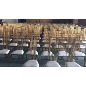 High back Luxury Modern Stainless Steel Dining Chair upholstered