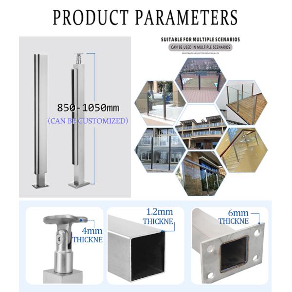 OEM Balcony Stainless Steel Glass Balustrade With Wood Handrail