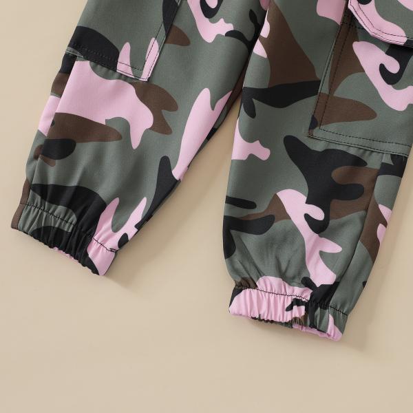 Children'S Outfit Sets Round Neck Letter Printing Top Camouflage Trousers Two Piece
