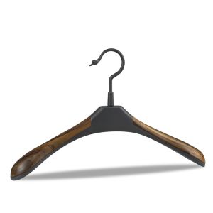 Cheap SGS Wooden Pattern Black Metal Coat Hanger For Wardrobe wholesale