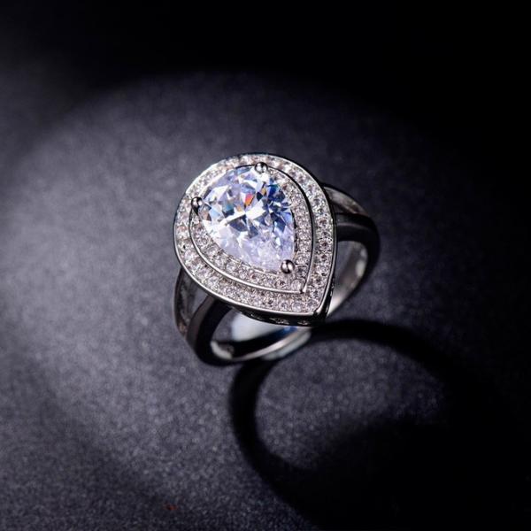 Fashion Women Ring 925 Sterling Silver Ring CZ White Stone bague anel bijoux Jewelry Accessories Vintage Rings