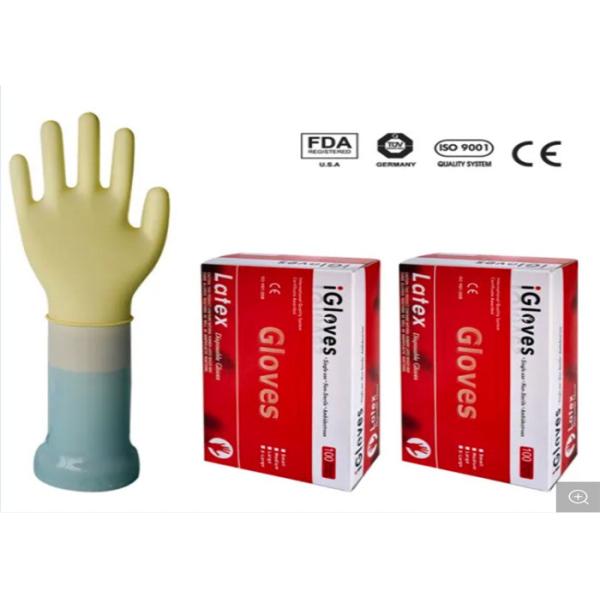 Milky White Color Disposable Medical Gloves 240mm / 9 Inch Length Low Protein Content