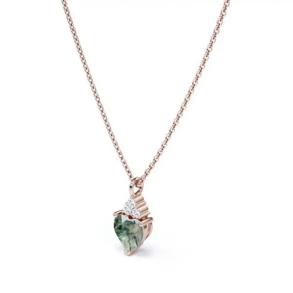 925 Silver Raw Simple Fine Green Moss Crystal Agate Jewelry Complete Wedding Necklace For Sale