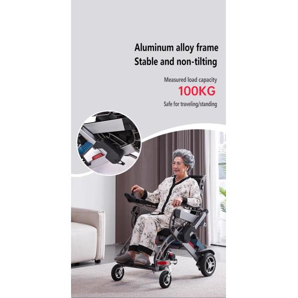 Electromagnetic Brake Portable Electric Wheel Chairs Aluminium Alloy For Mobility Assistance