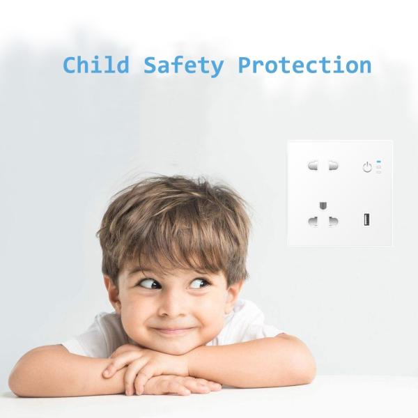 1 Usb 2 Jacks Tuya Smart Wall Plug Socket Vietnam White Customizable Support Amazon Alexa Voice Connection