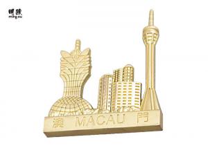 Cheap Macau Style Gold Color Custom Fridge Magnets Souvenir Collection wholesale