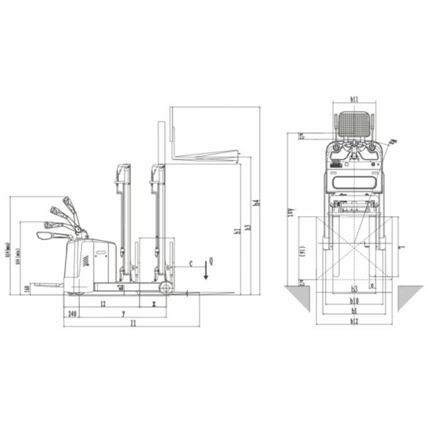 Warehouse Reach Type Jac Forklift 1.5 Ton Stand On Mast Forward Compact Structure