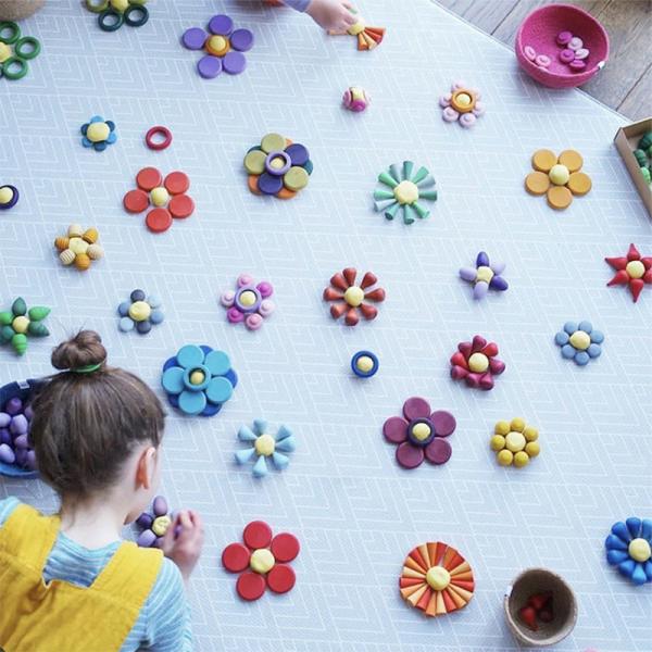 Baby Wooden Constructor Set Nordic Wooden Rainbow Blocks Loose Parts Montessori Educational Toys Children Toddler Baby G