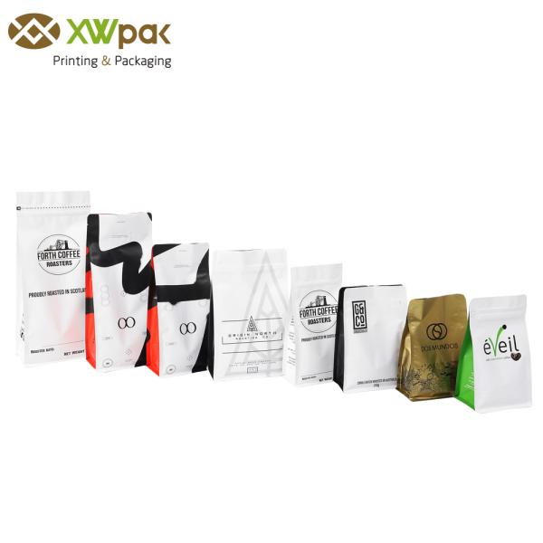 Zip Lock Flat Bottom Coffee Packing Bags With Valve Custom Printed