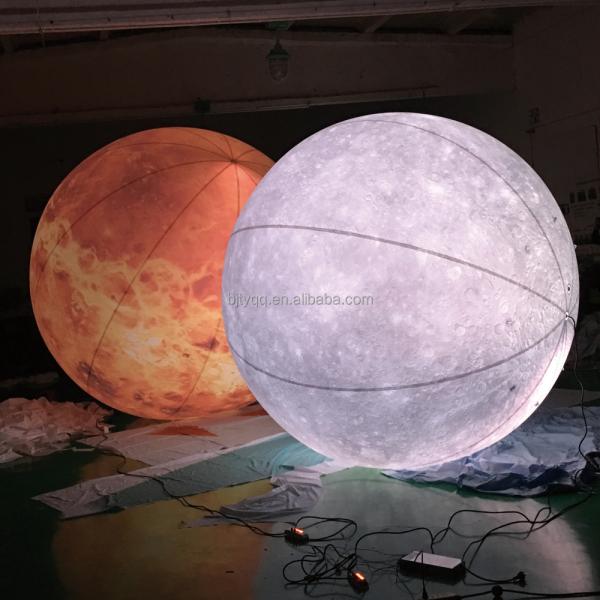 Flashing inflatable Helium waterproof led light moon planet balloon with sticks for christmas party event decorations