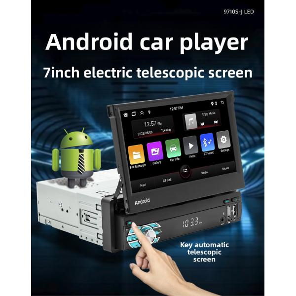 Creatall All-in-One 7 Inch Android Auto GPS Navigation Retractable Screen HD Rearview Wireless CarPlay for Automotive Use