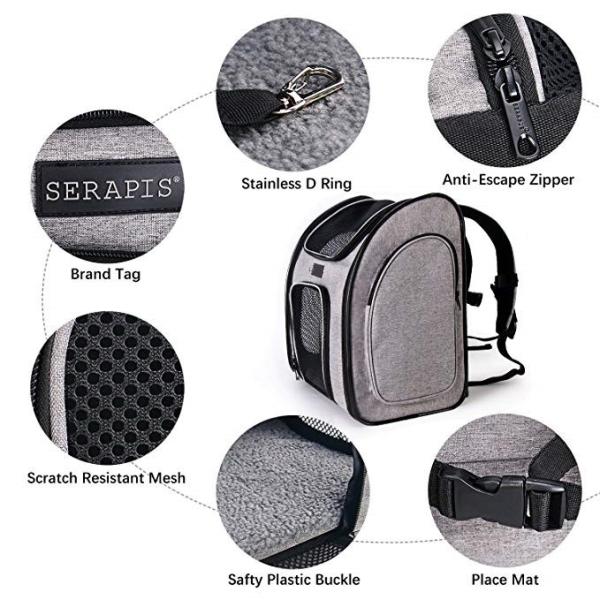 Ventilate Designed Collapsible Cat Carrier Bag , Airline Approved Pet Carrier Backpack