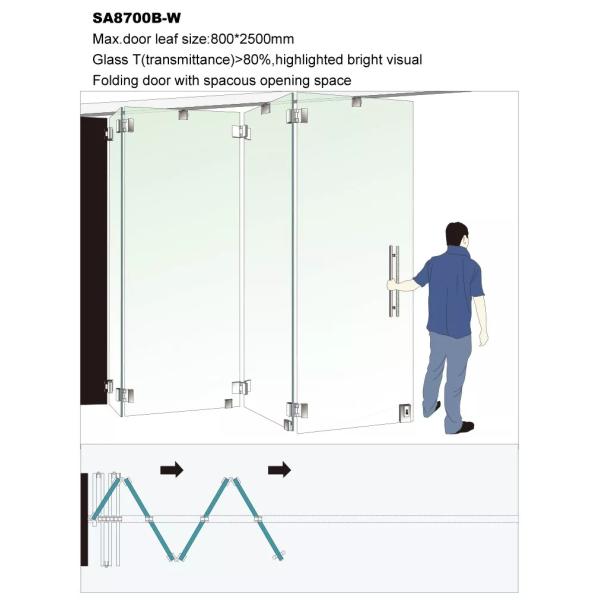Interior Frameless Folding Glass Door , Balcony Sun Room Sliding Bifold Door