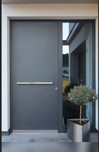 Powder Coated Aesthetics Solid Aluminum Exterior Doors For Main Entrance