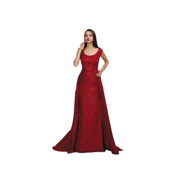 Big Red Color Tapestry Muslim Evening Dress Vintage Style Evening Gowns