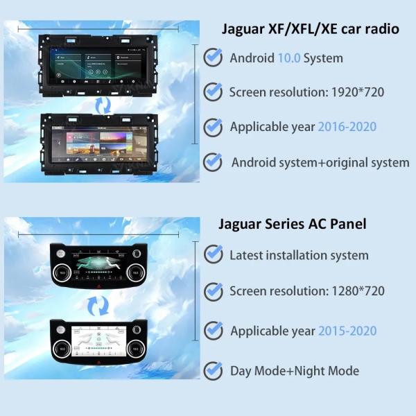 10.25 Inch Touch Screen Car radio For 2016-2020 Jaguar XFL XE XF Navigation GPS Multimedia Player Wireless Carplay 4G