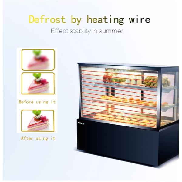 1200mm Fan Cooling Low Power Low Noise Natural Marble Base Three Layers Cake Display Freezer, 400L Cake Showcase