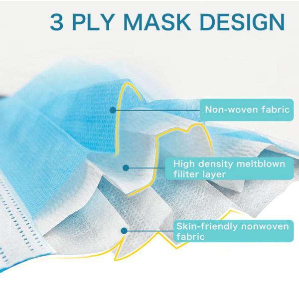 3 Ply Disposable Medical Mask , Medical Breathing Mask With Earloop