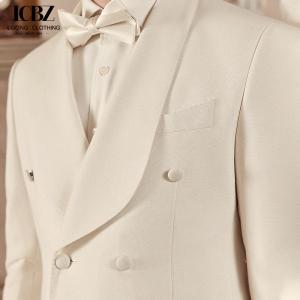China White Shawl Lapel Men's Wedding Groom's Suit Formal Dress Tuxedo Suit Woven by Suit on sale