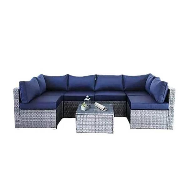U Shape Patio Couch Sofa Polyester Fabric Moisture Proof Outdoor Sofa Set