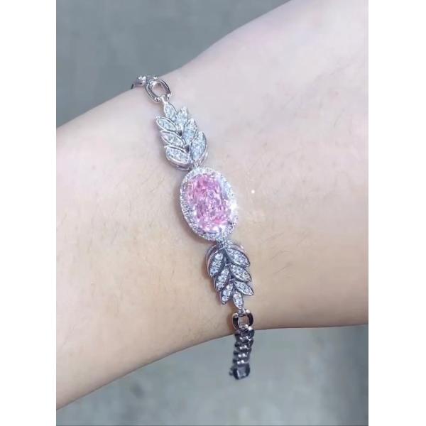 Oval Cut Synthetic Diamond Tennis Bracelet 2.72ct Pink Diamond Bracelet Oval Shape