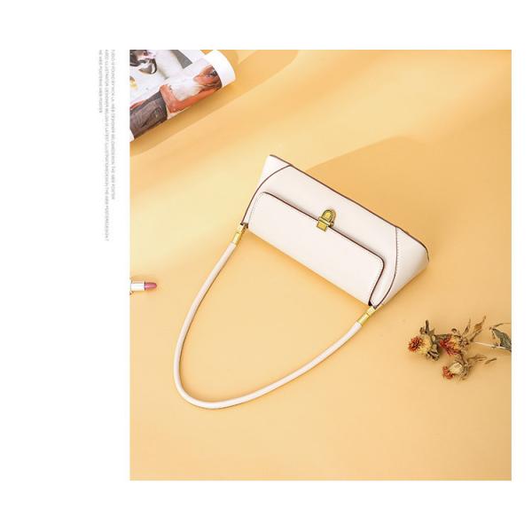 Women White Baguette Shape PU Leather Clutch Bag Pouch Handbag