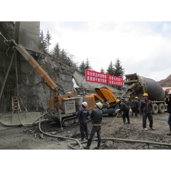 PLC Control Wet Shotcrete Machine , Concrete Spraying Machine Robot 4 Telescopic Boom