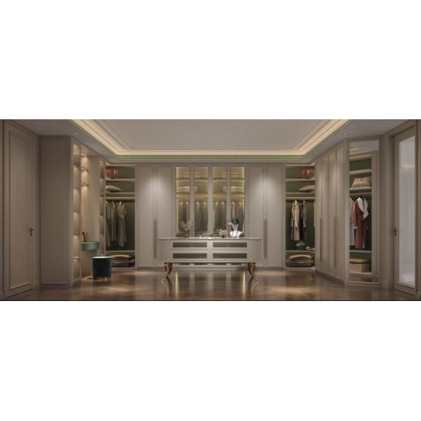 Customizable Ivory Stainless Steel Walk In Closet Systems With Ample Storage