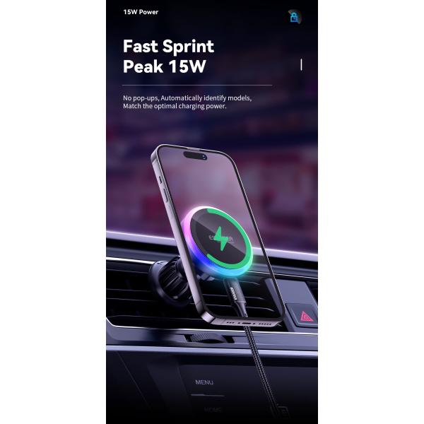 15W Wireless Charging Magnetic Car Phone Holder Essager ACPH004