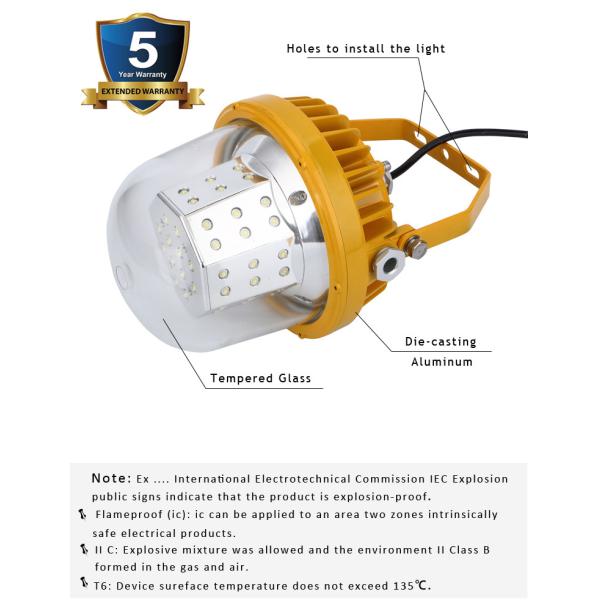 Safe 7800Lm Explosion Proof LED Lights 60W Flame Proof Light Fixtures Energy Saving