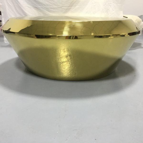 Stainless steel outdoor furniture a set of three stainless steel mirror stools and an electroplated coffee table