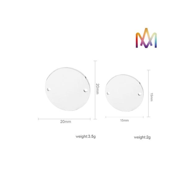 20MM 15MM 2 Holes Custom Engraving Charms Steel Connectors