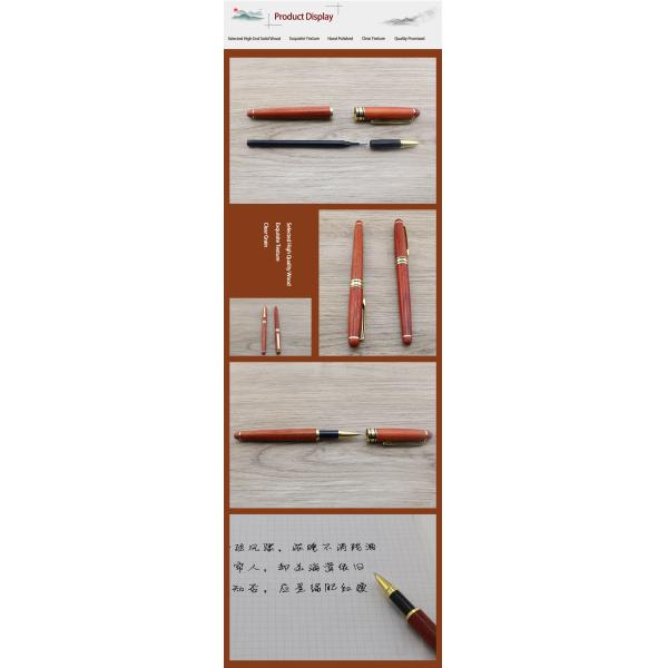Red Sandalwood Luxury Roller Ball Pen 0.5mm Business Roller Pen With Gold Accessories