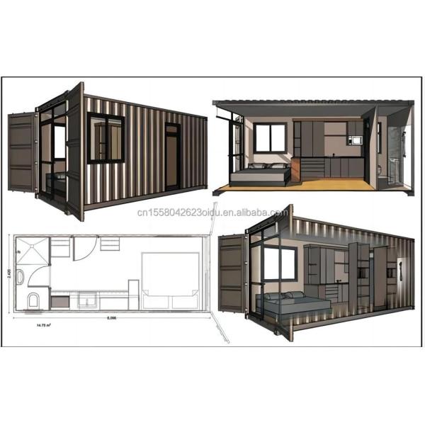 20ft Prefab Shipping Tiny Houses Container House Movable Prefabricated House for Shop in Chinese Design Style