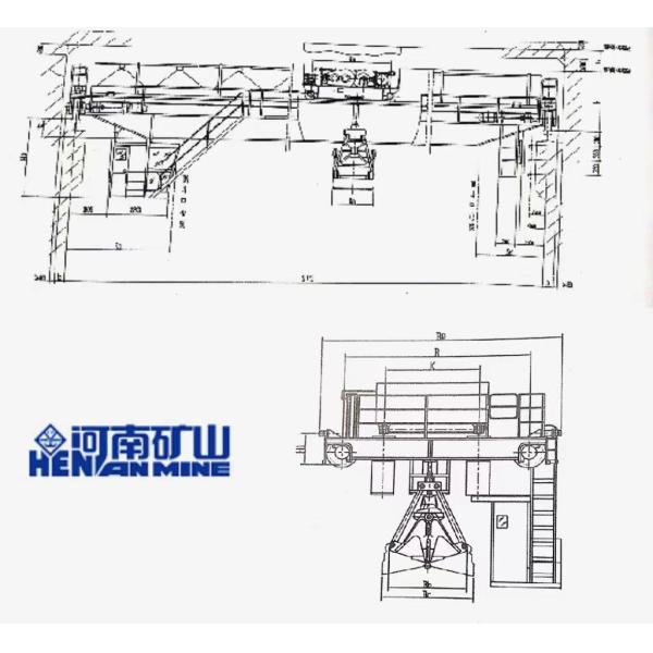 QZ Type Double Girder Bridge Crane 20t A6 Grab With Travelling