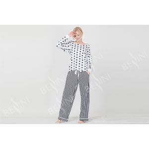 Comfortable Dotted Womens Pyjama Sets Long Sleeve Top And Pants Soft Handfeel