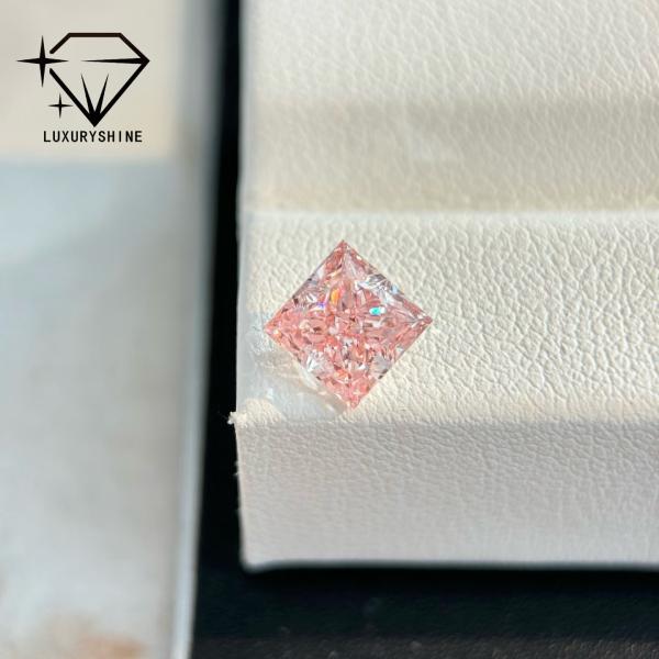 LuxuryShine 1-10CT Princess﻿ Shape Fancy pink Lab Grown Diamond VVS-VS Loose Diamonds Customized jewelry with IGI Certificate