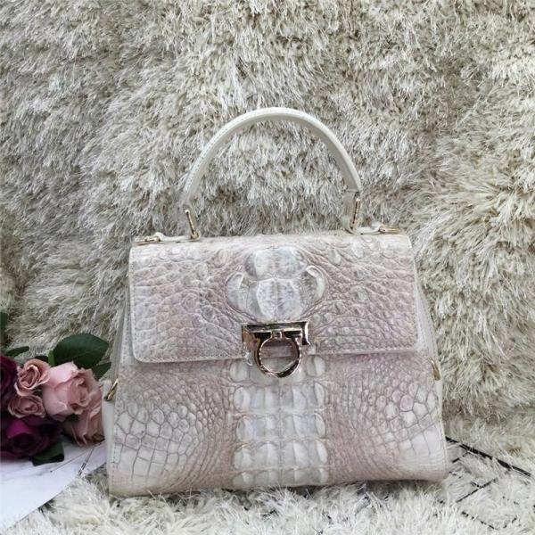 Authentic Crocodile Skin Lady White Purse Genuine Alligator Leather Women Single Shoulder Bag Female Three-way Handbag