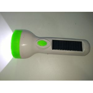 Cheap BN-4158S Electric Solar Power Rechargeable Green Head White Body Plastic LED Flashlight To wholesale