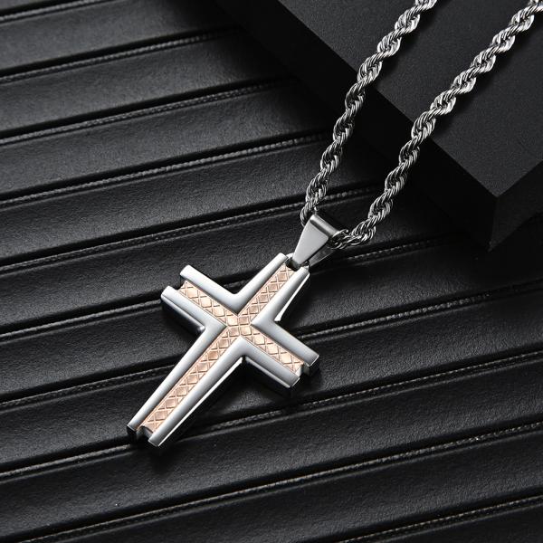 Special Design Cross Pendant Necklace for Men's Stainless Steel Christian Jewelry