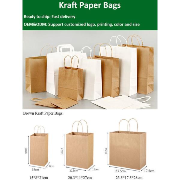 Design Logo Eco Friendly Gift Packing Bags Kraft Paper Shopping Bag With Handle