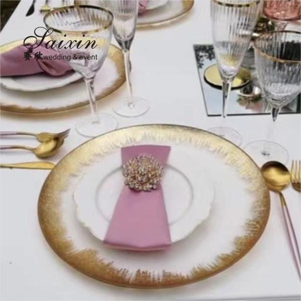 Wholesale Brilliant Gold Rim Glass Vase For Table Home Decoration Creative Wedding Party