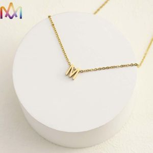 No Allergic Initial Alphabet Womens Engraved Necklace