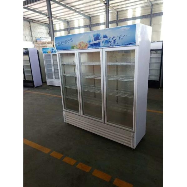 Stainless Steel Beverage Glass Door Display Freezer Refrigerated Cold Beer Drink 0